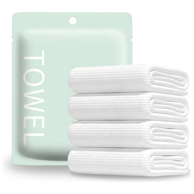 Disposable bath towel and face towel set in a sealed pack with folded white towels