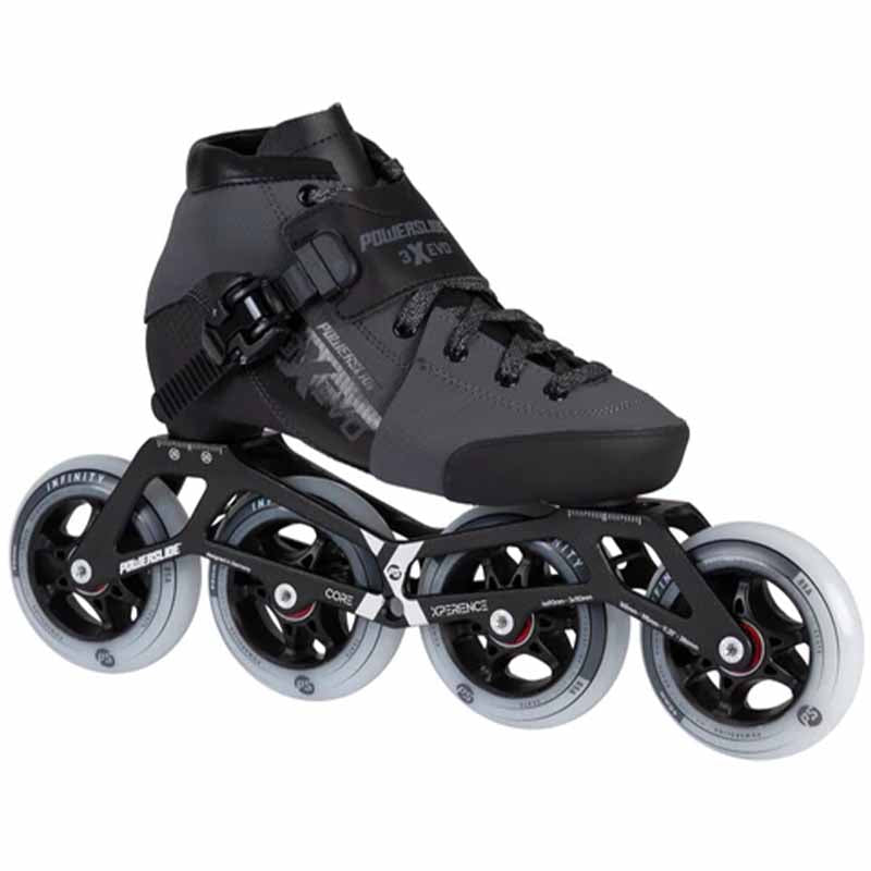 Powerslide Triple X Evo Dark Grey adj. Racing Kids Skates - Inlinex