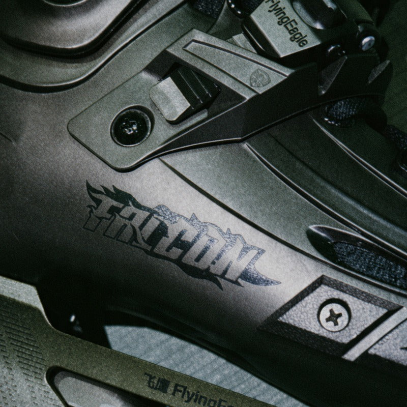 Flying Eagle F5 Falcon Triple Black Skates - cuff detail with Falcon logo