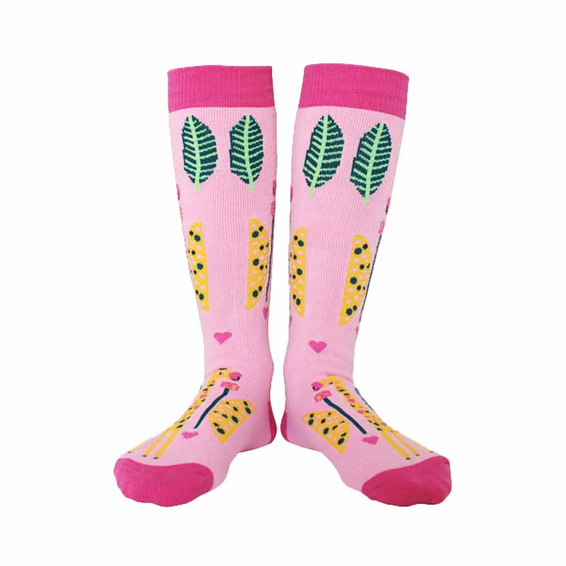 Kids Pink Giraffe High Skating Socks - Inlinex