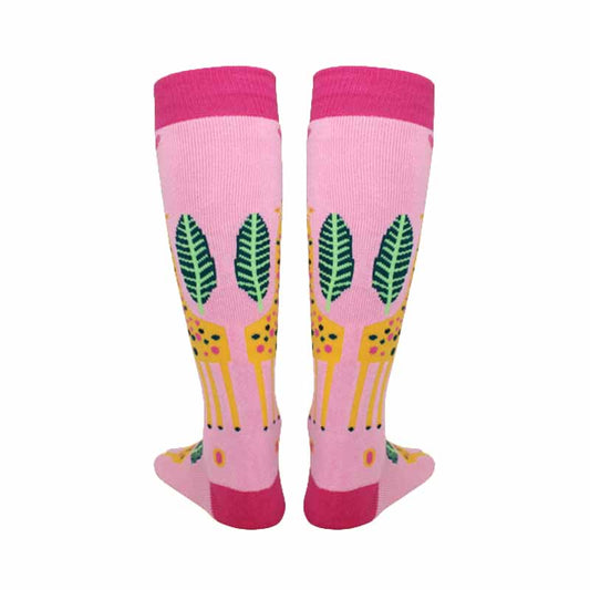 Kids Pink Giraffe High Skating Socks - Inlinex - alternate view